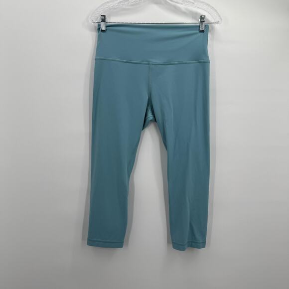 Lululemon Pants Womens 10 Blue Green Align Crop 21 High Rise Yoga Leggings Nulu - Picture 1 of 11